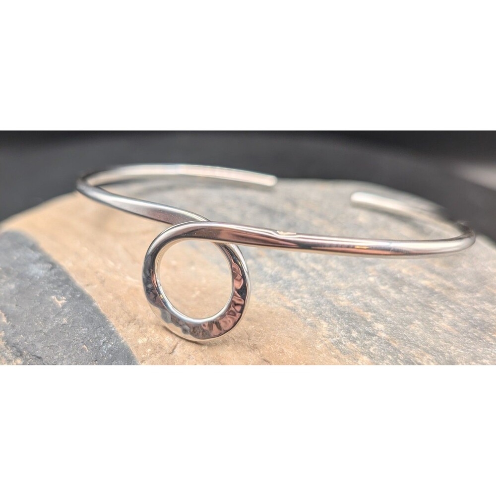Vintage Mexico 925 Sterling Silver Hammered Adjustable Bracelet